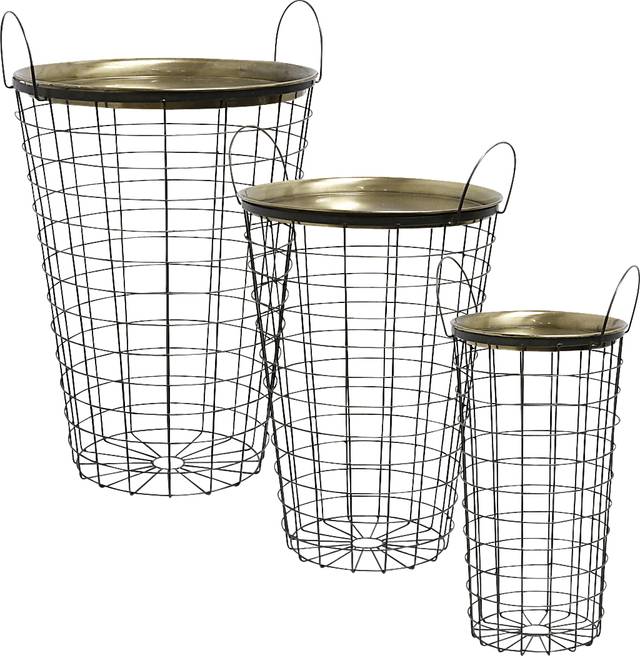 Hardeeville Brass Storage Basket, Set of 3 - Thumbnail - Image 1
