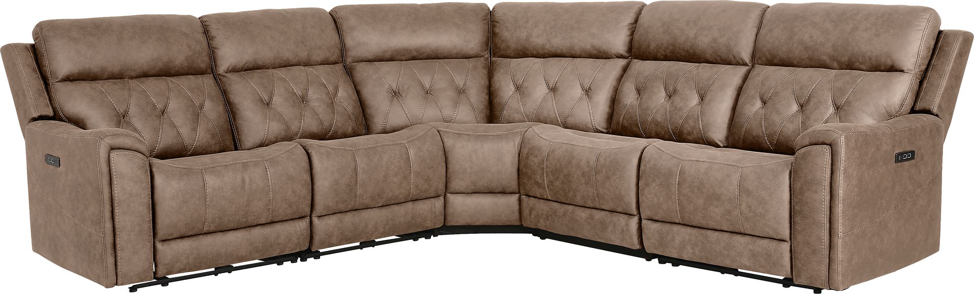 Hardwick Brown Dual Power 5 Pc Sectional - Image 3