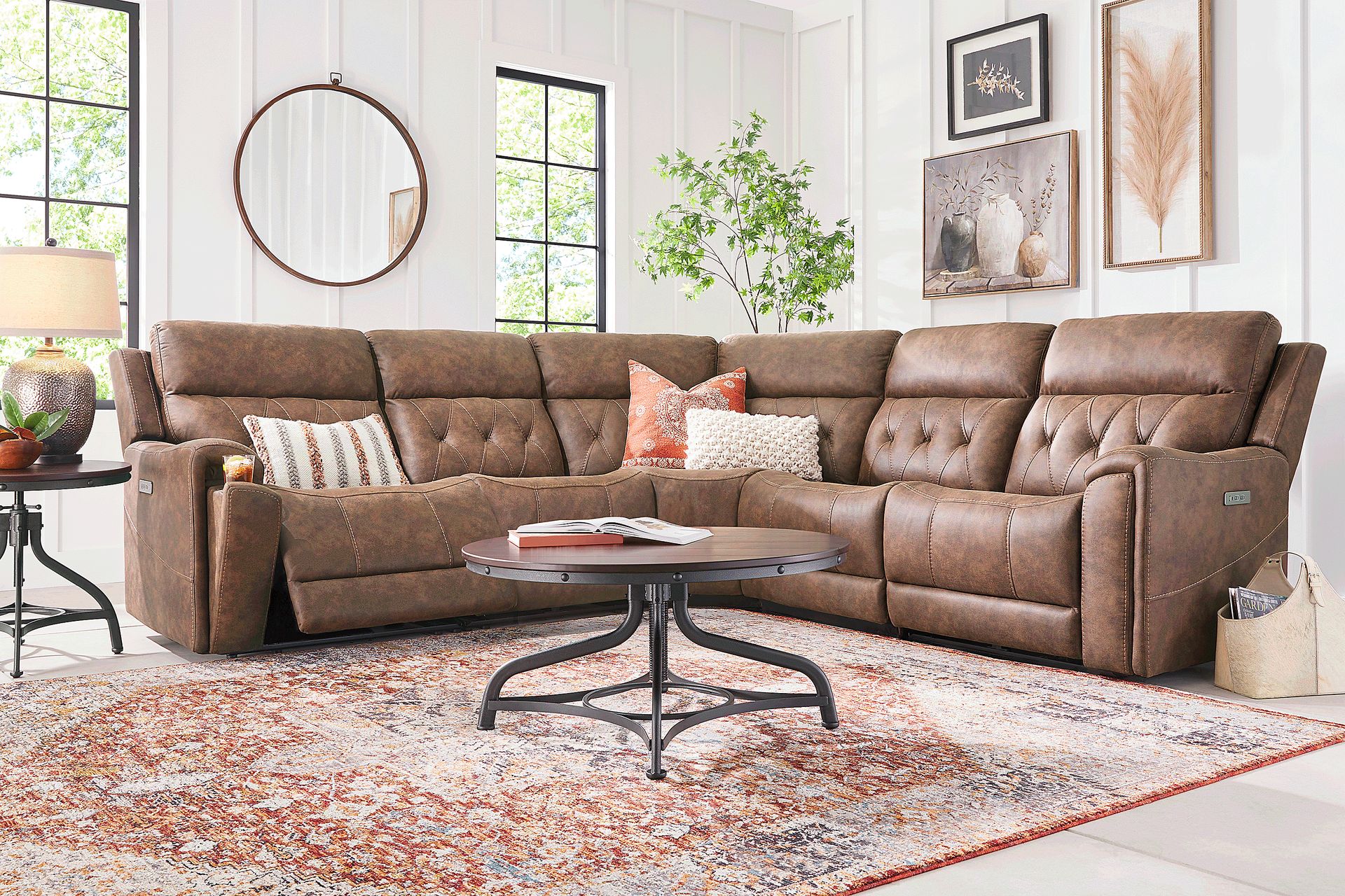 Hardwick Brown Dual Power 5 Pc Sectional - Image 2