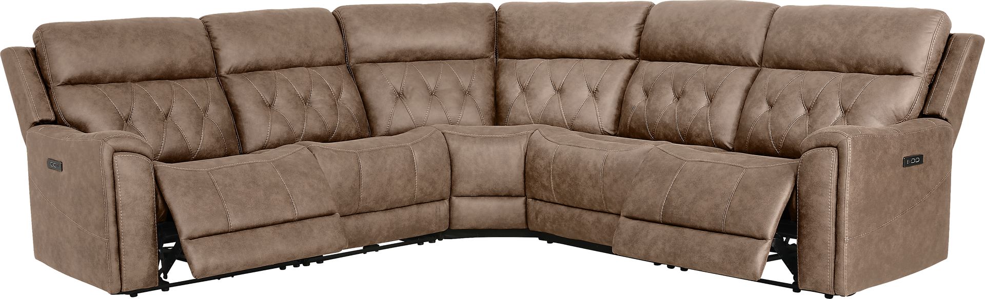 Hardwick Brown Dual Power 5 Pc Sectional - Image 1