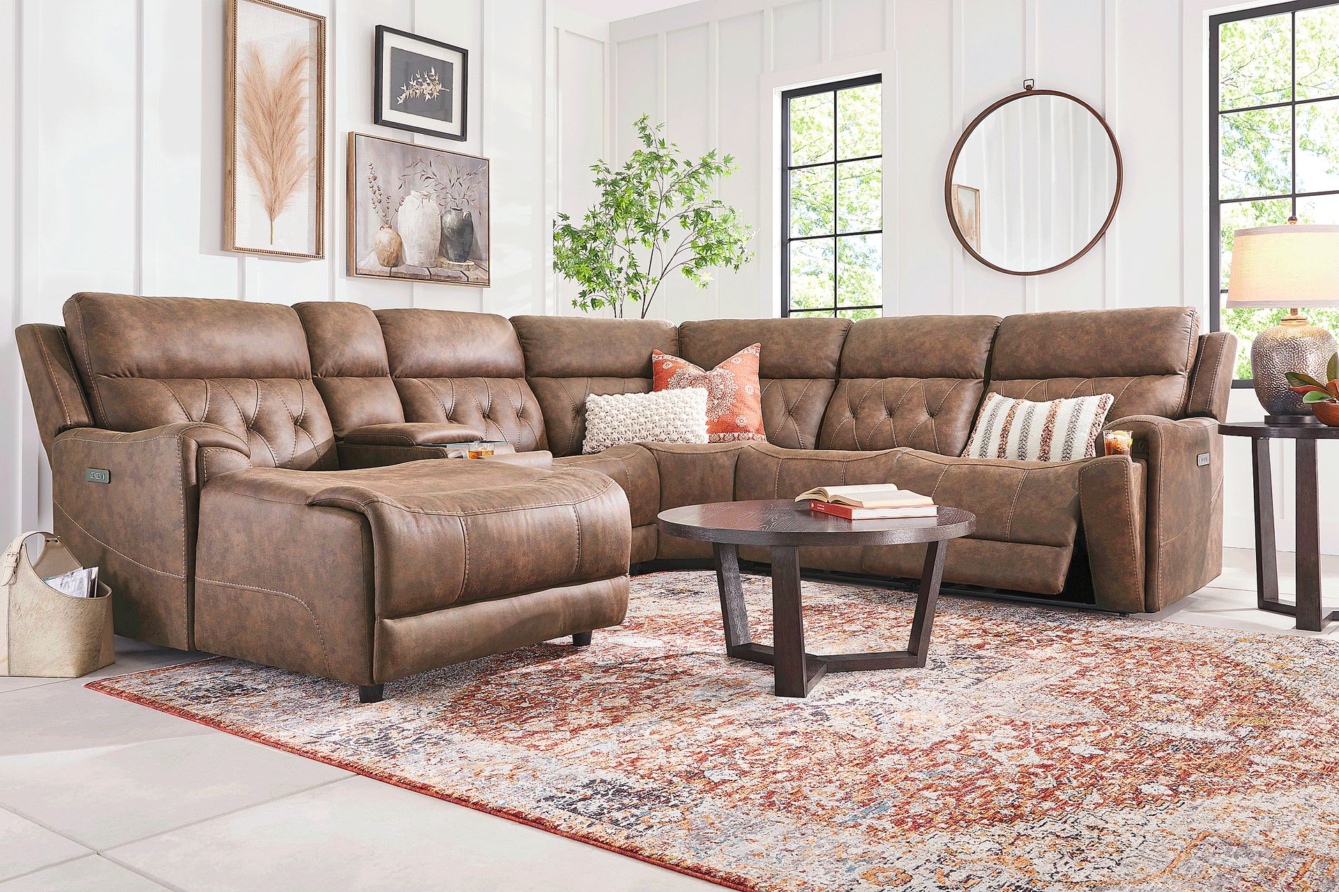 Hardwick Brown Dual Power 6 Pc Sectional With LAF Chaise - Image 2
