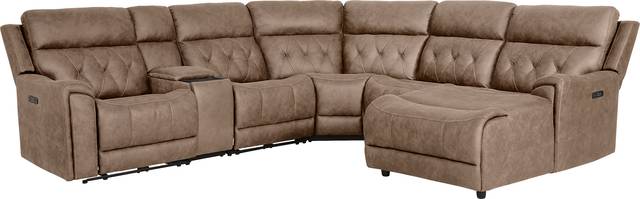 Hardwick Brown Dual Power 6 Pc Sectional With RAF Chaise - Thumbnail - Image 3