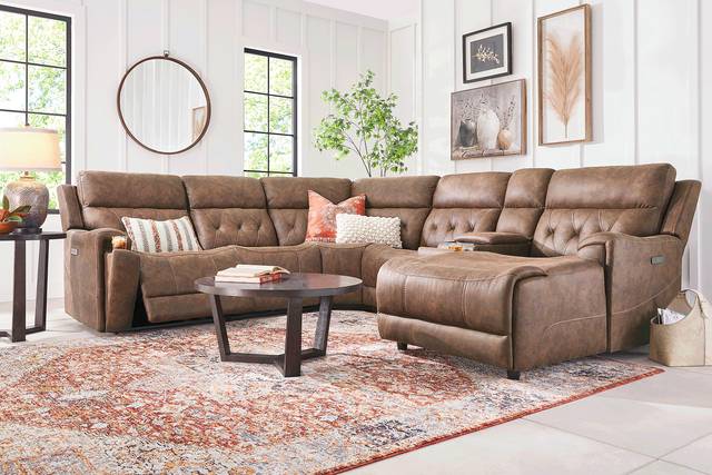 Hardwick Brown Dual Power 6 Pc Sectional With RAF Chaise - Thumbnail - Image 2