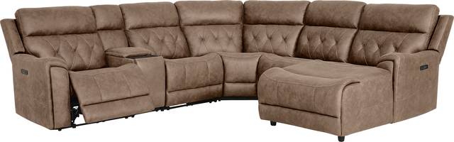 Hardwick Brown Dual Power 6 Pc Sectional With RAF Chaise - Thumbnail - Image 1