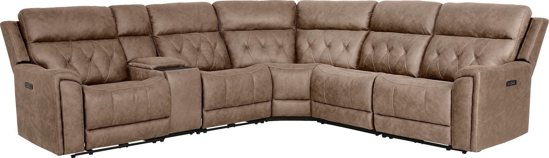 Hardwick Brown Dual Power 6 Pc Sectional - Image 3