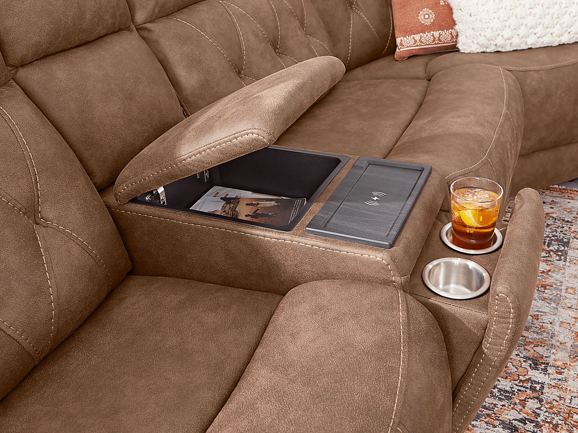Hardwick Brown Dual Power 6 Pc Sectional - Image 6