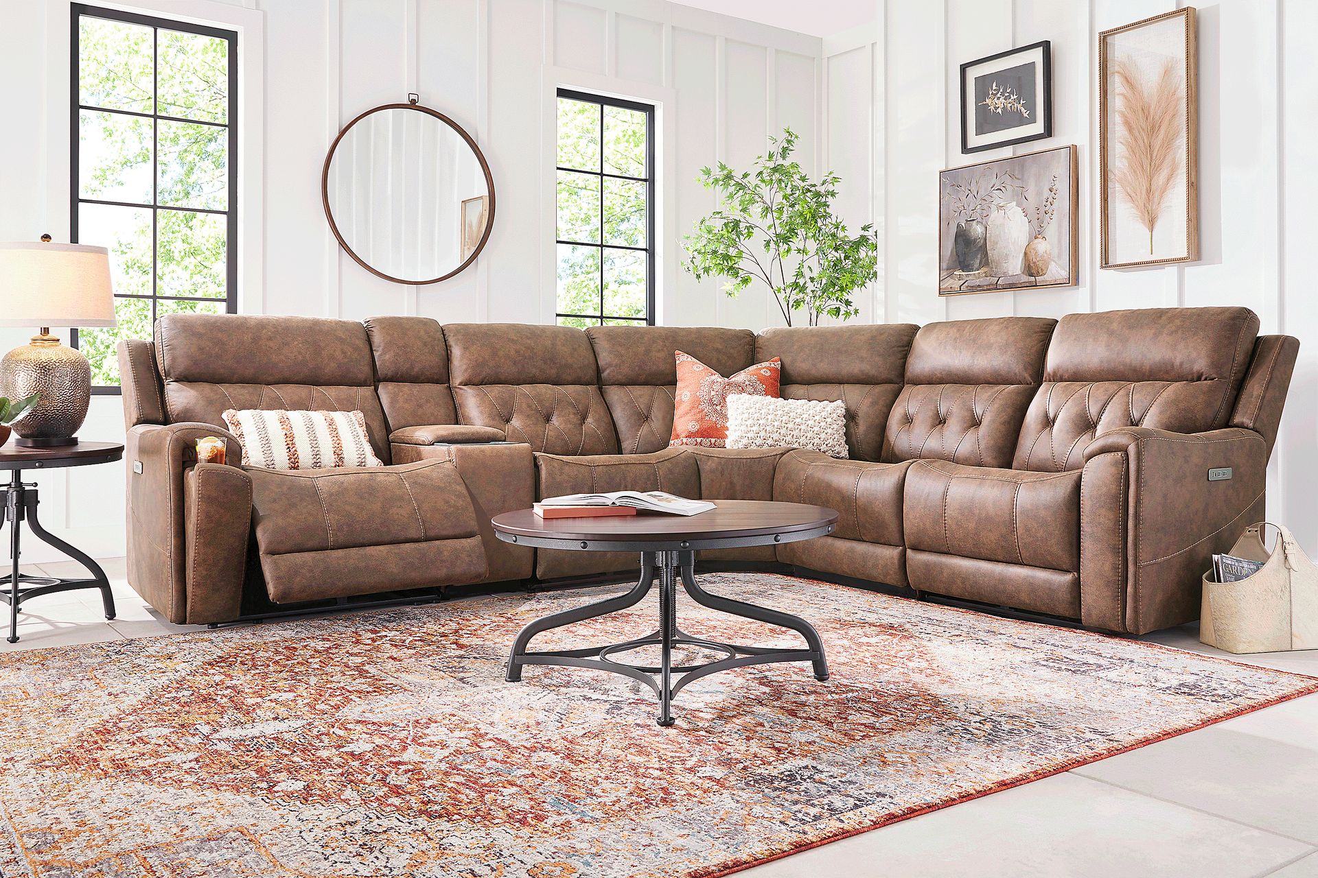 Hardwick Brown Dual Power 6 Pc Sectional - Image 2