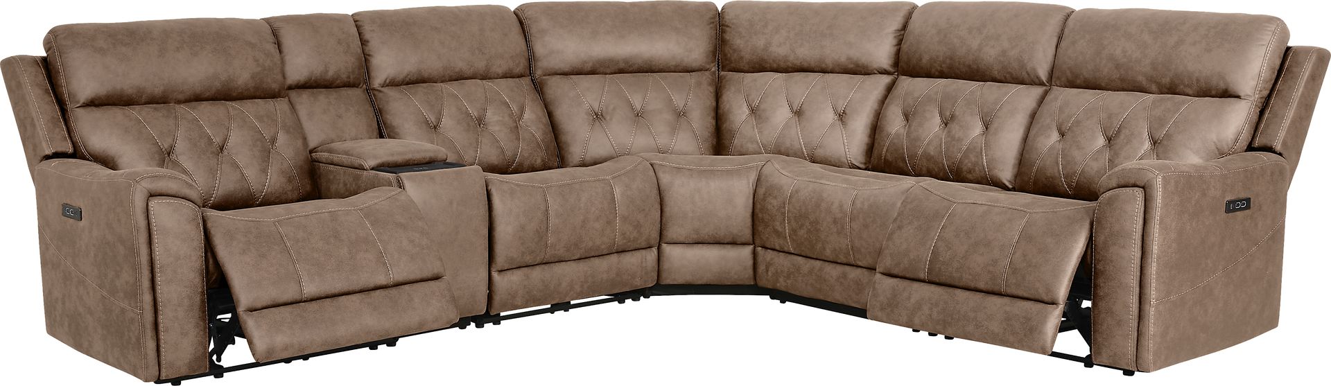 Hardwick Brown Dual Power 6 Pc Sectional - Image 1