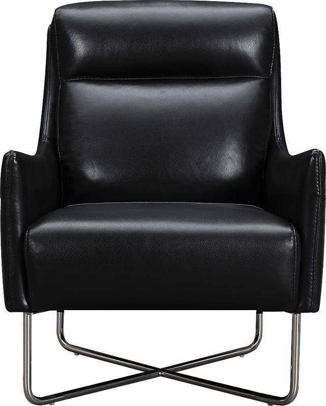 Hargan Black Leather Accent Chair - Thumbnail - Image 1