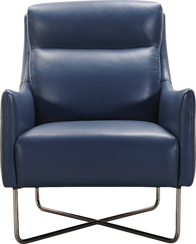 Hargan Indigo Leather Accent Chair - Thumbnail - Image 1