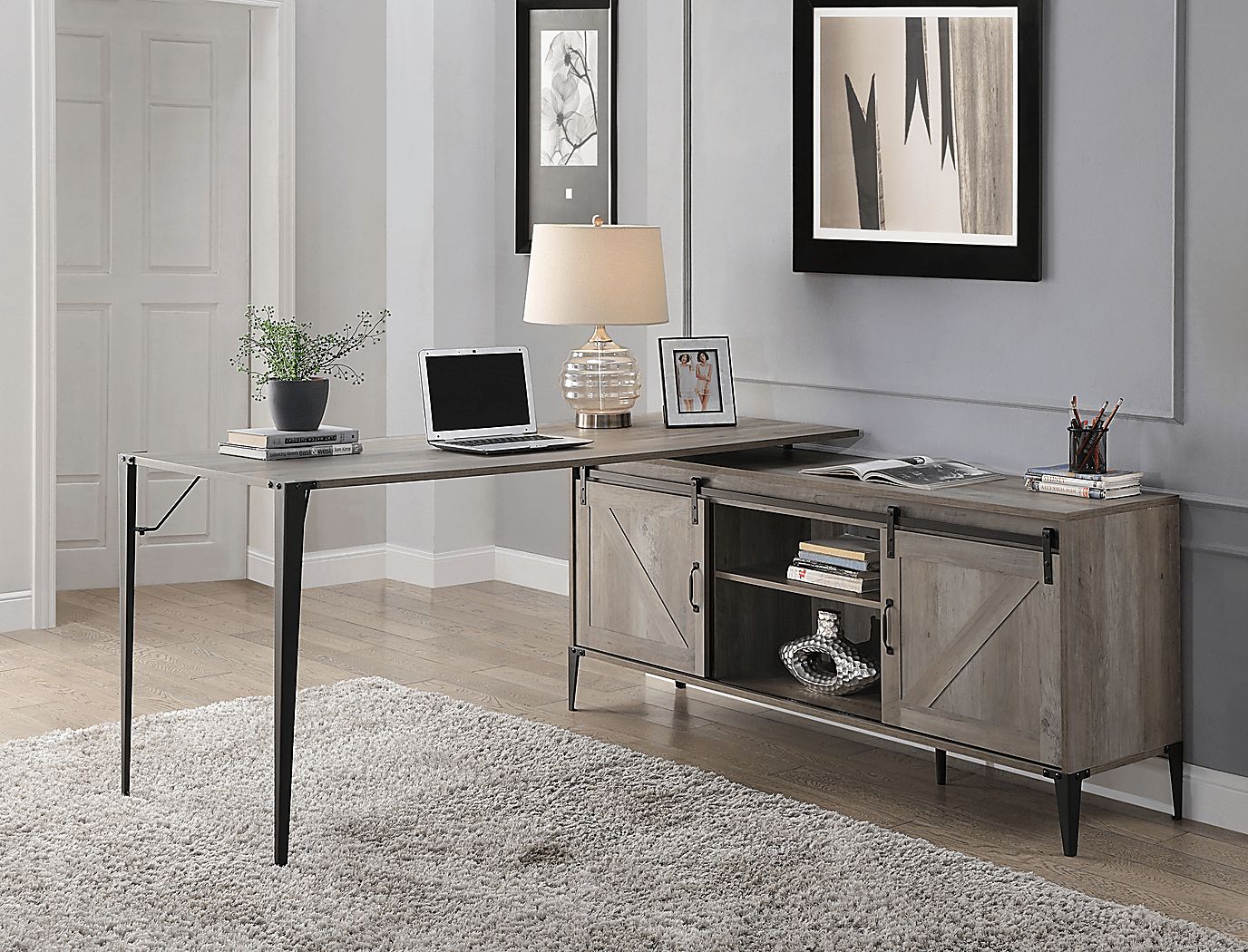 Harinette Gray Desk - Thumbnail 4