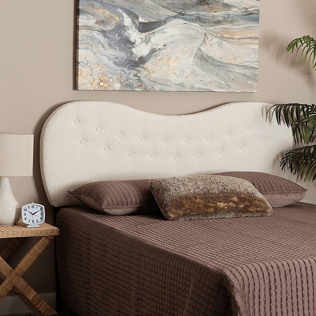 Haritage White Polyester Fabric Queen Headboard | Rooms to Go