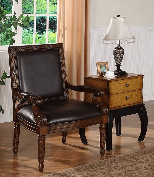 Harlan Brown Accent Chair - Thumbnail - Image 2
