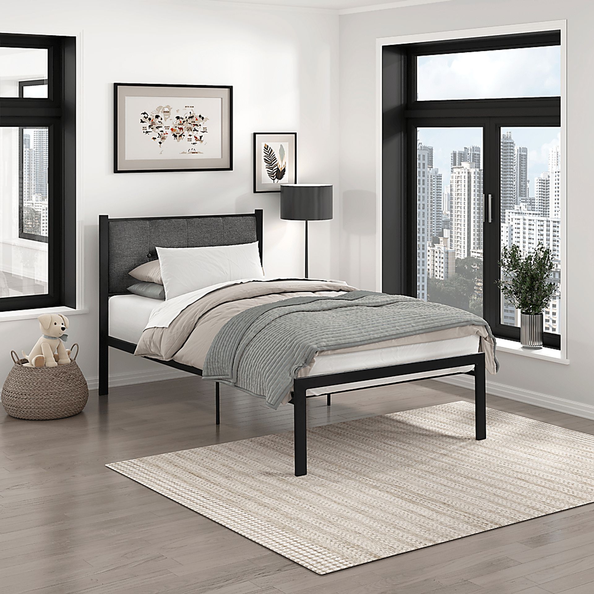 Harllan Gray Twin Platform Bed - Image 2
