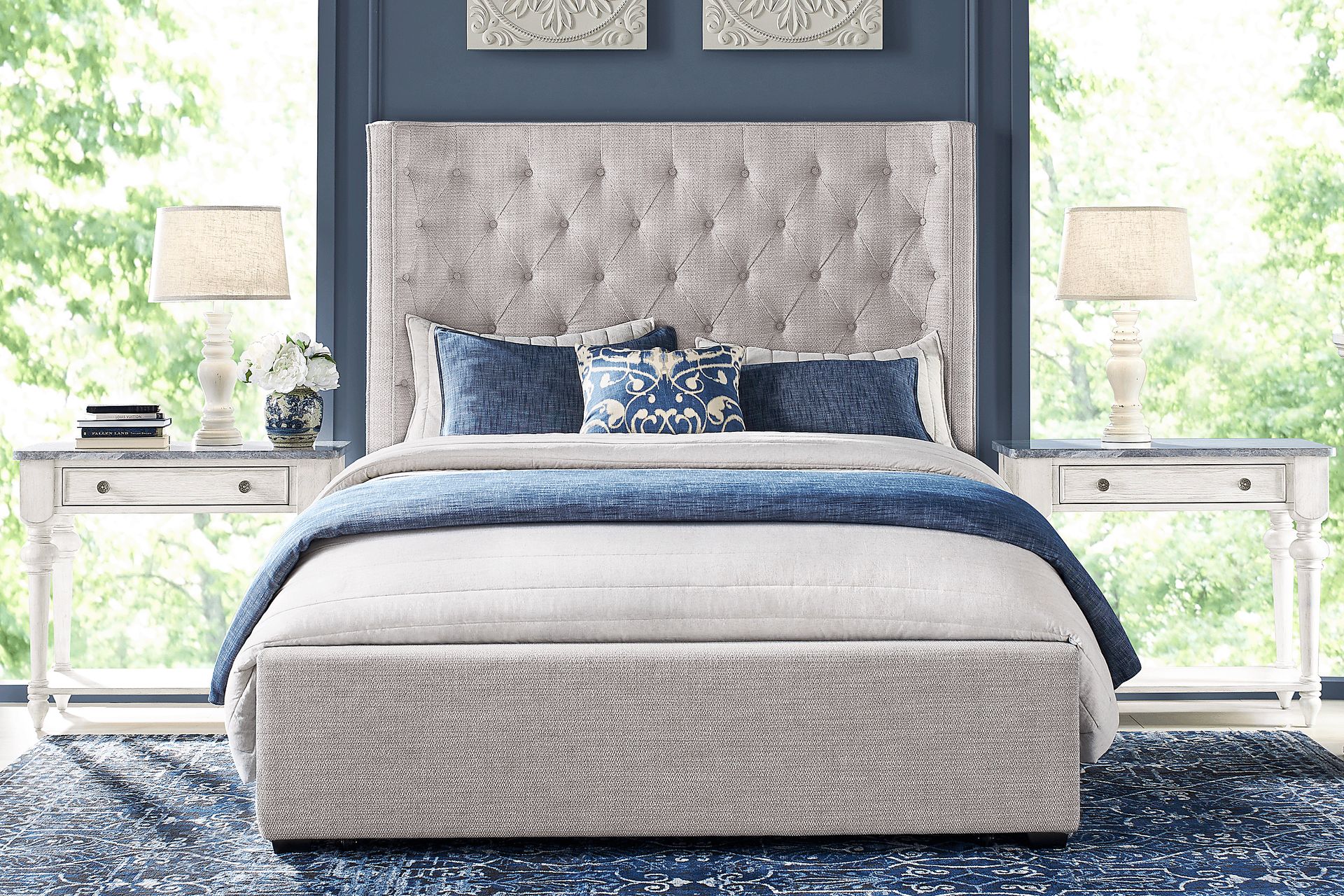 Harlow Hill Light Gray 5 Pc Queen Upholstered Bedroom - Image 1