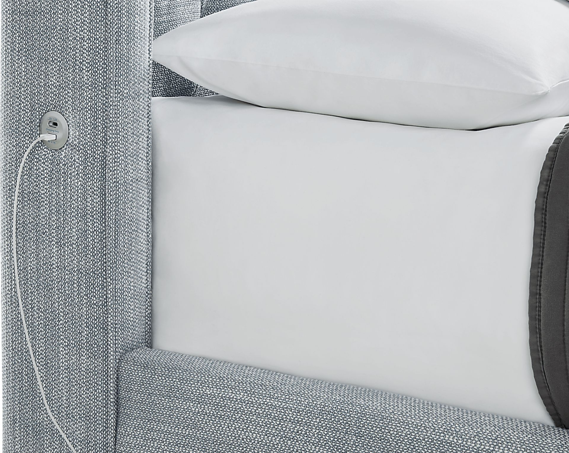 Harlow Hill Seafoam 3 Pc Queen Upholstered Storage Bed - Image 3