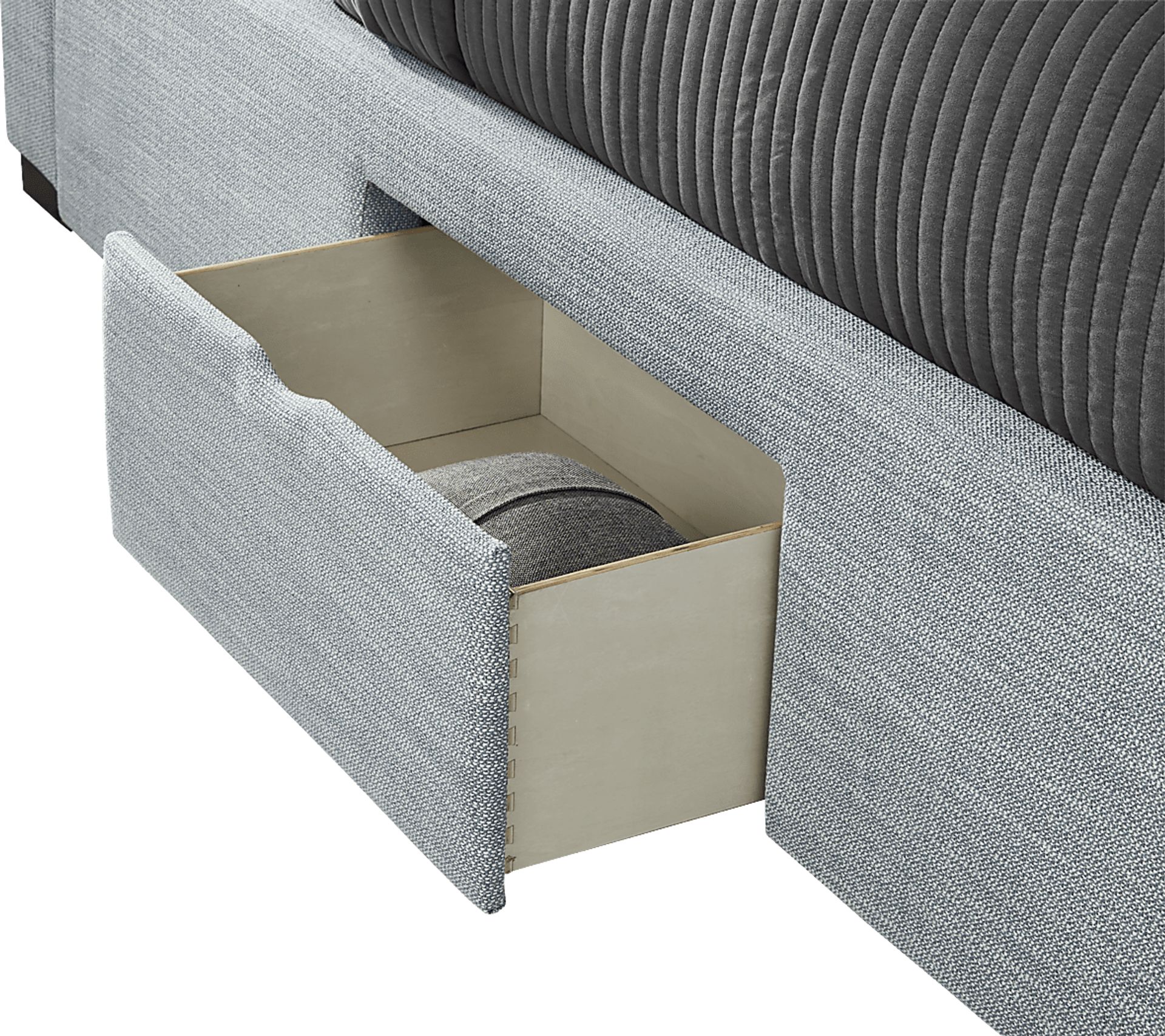 Harlow Hill Seafoam 3 Pc Queen Upholstered Storage Bed - Image 5