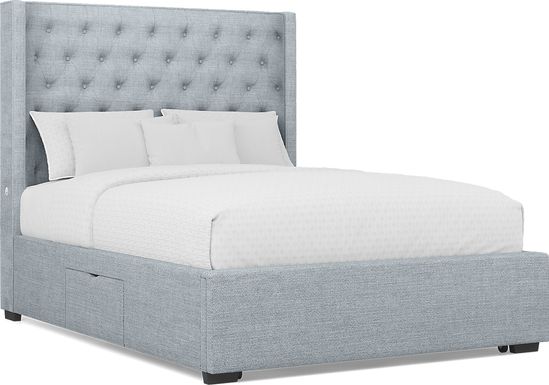 Harlow Hill Seafoam 3 Pc Queen Upholstered Storage Bed