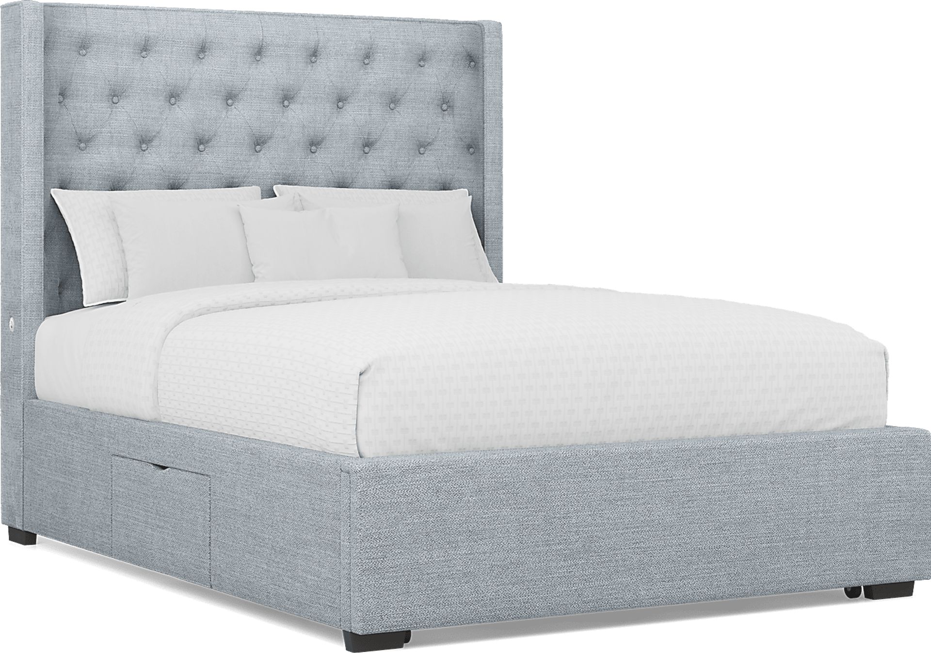 Harlow Hill Seafoam 3 Pc Queen Upholstered Storage Bed - Image 1