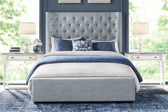Harlow Hill Seafoam 5 Pc Queen Upholstered Bedroom - Thumbnail - Image 1