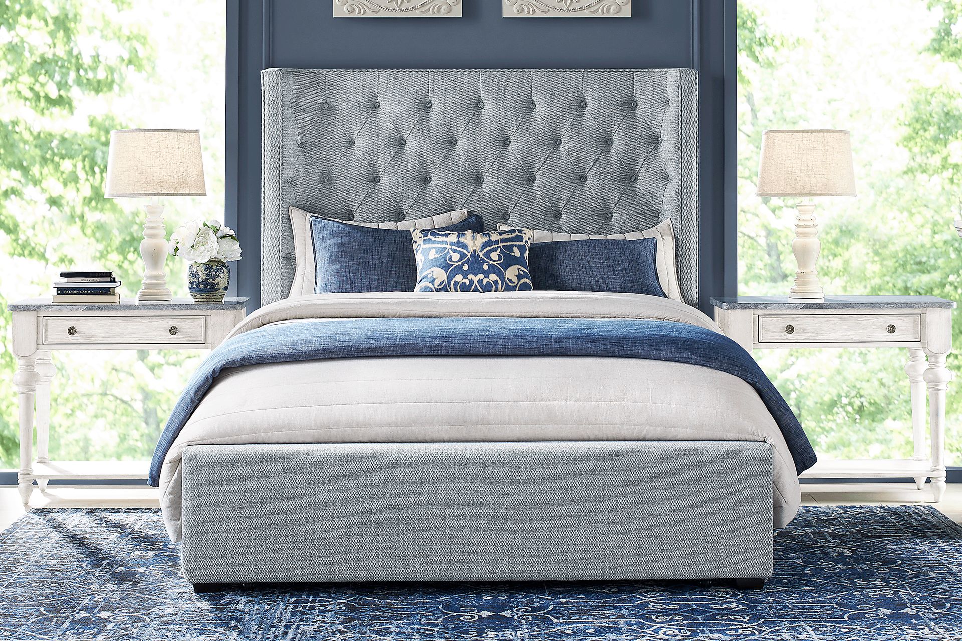 Harlow Hill Seafoam 5 Pc Queen Upholstered Bedroom - Image 1
