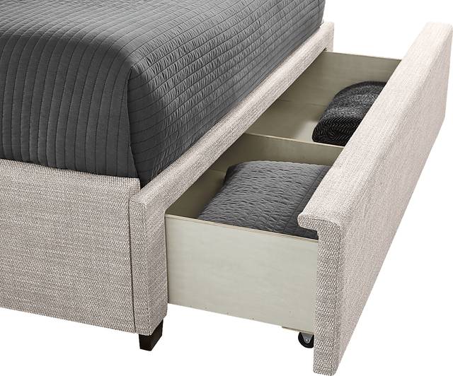 Harlow Hill Taupe 3 Pc Queen Upholstered Storage Bed - Thumbnail - Image 4