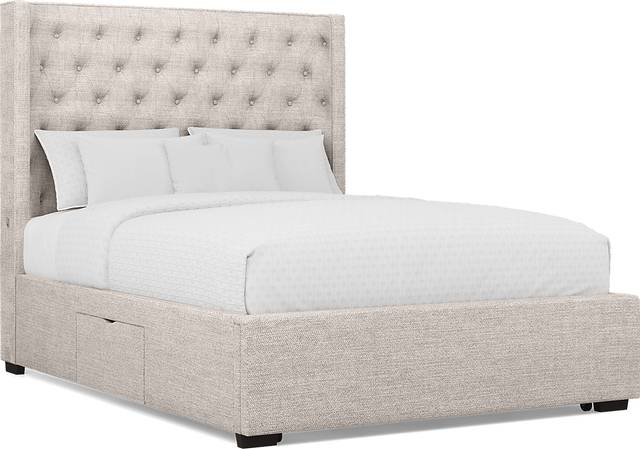 Harlow Hill Taupe 3 Pc Queen Upholstered Storage Bed - Thumbnail - Image 1