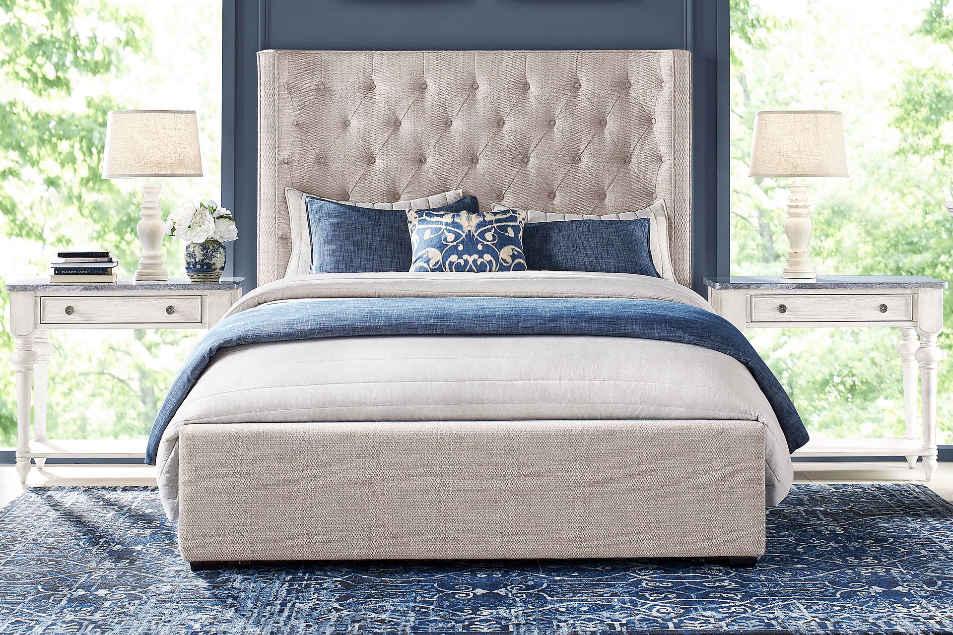Harlow Hill Taupe 5 Pc Queen Upholstered Bedroom - Image 1