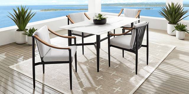 Harlowe Black Rectangle Outdoor Dining Table - Thumbnail - Image 2