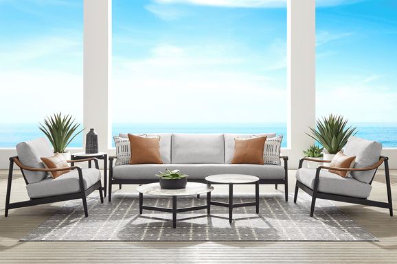 Harlowe Black Outdoor Club Chair with Dove Cushions