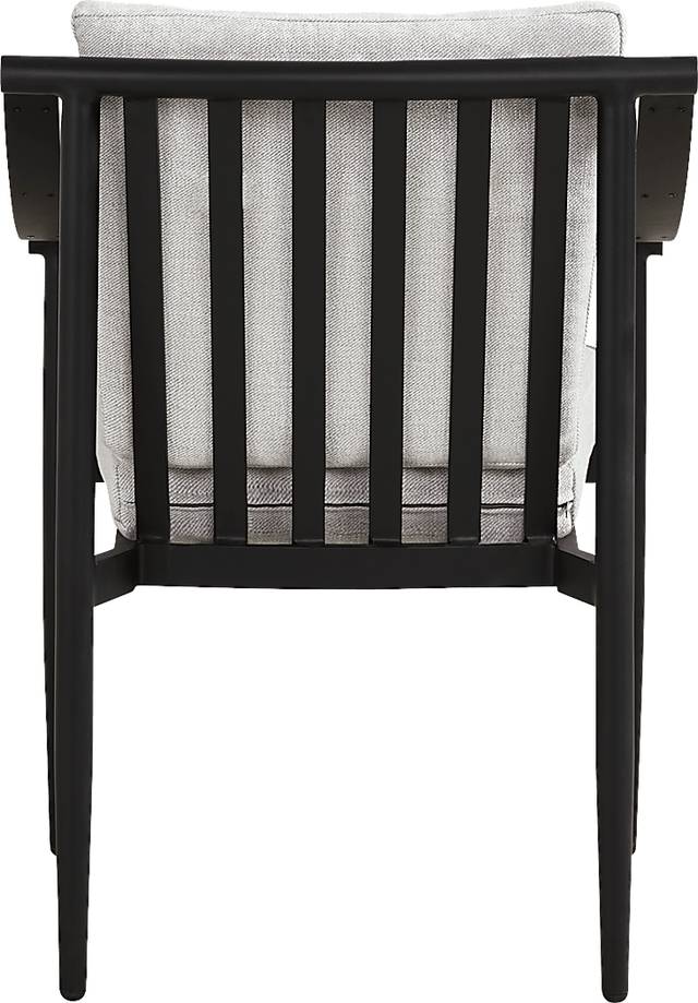 Harlowe Black Outdoor Arm Chair with Dove Cushions - Thumbnail - Image 4