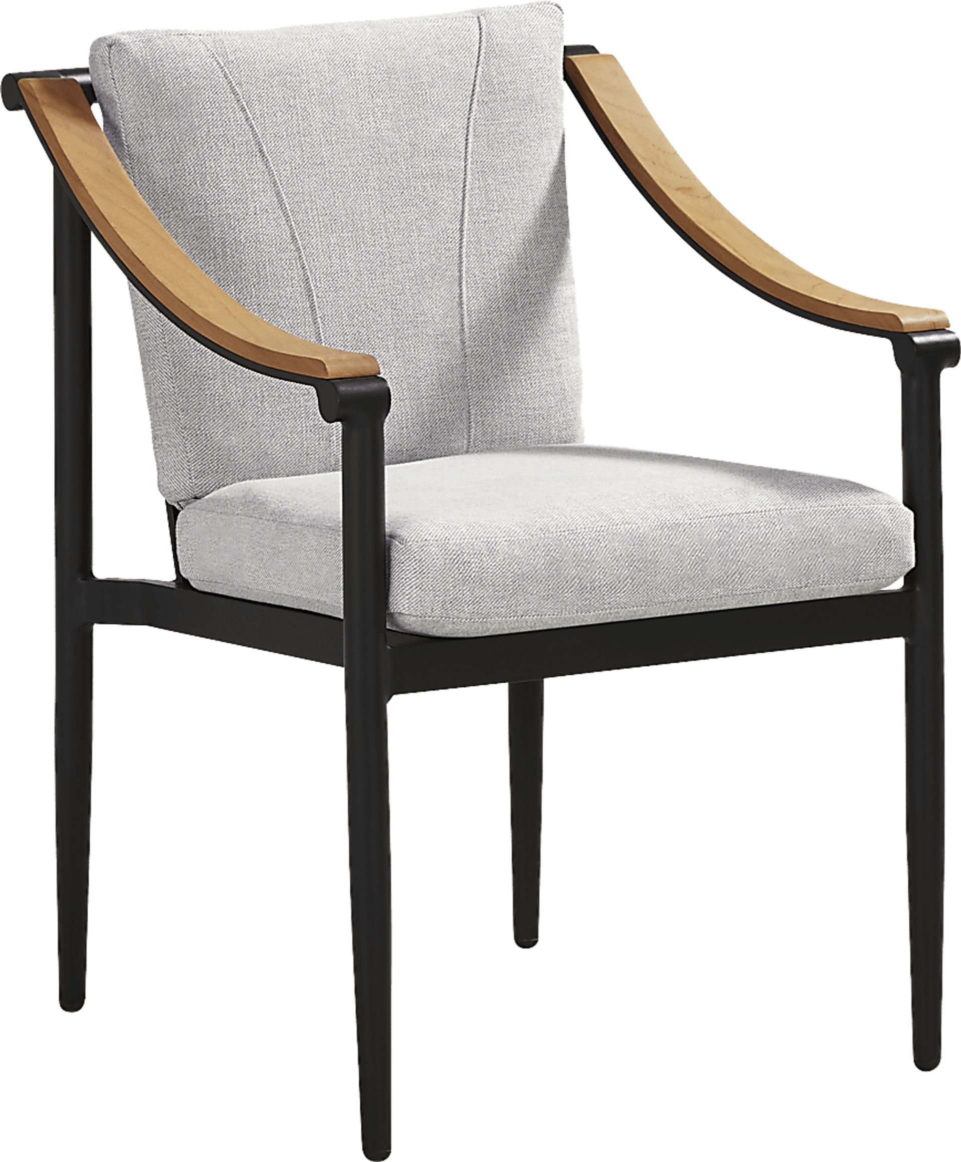 Harlowe Black Outdoor Arm Chair with Dove Cushions - Image 1