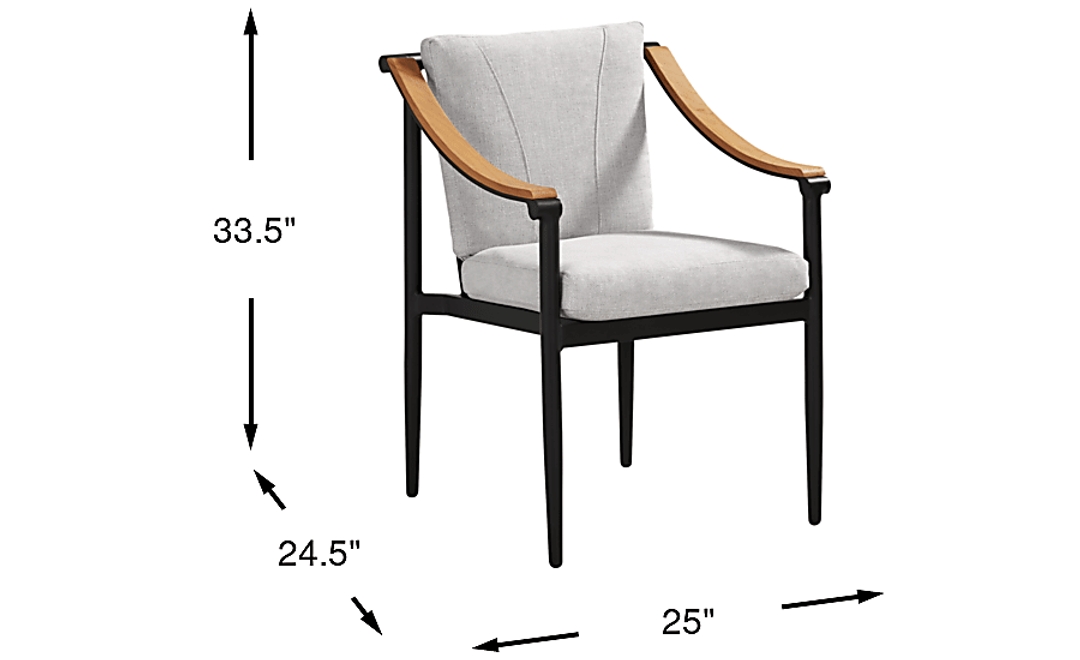 Harlowe Black Outdoor Arm Chair with Dove Cushions