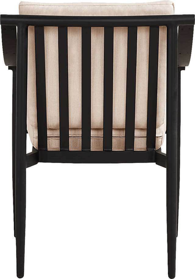 Harlowe Black 5 Pc Outdoor Rectangle Dining Set with Flax Cushions - Thumbnail - Image 5