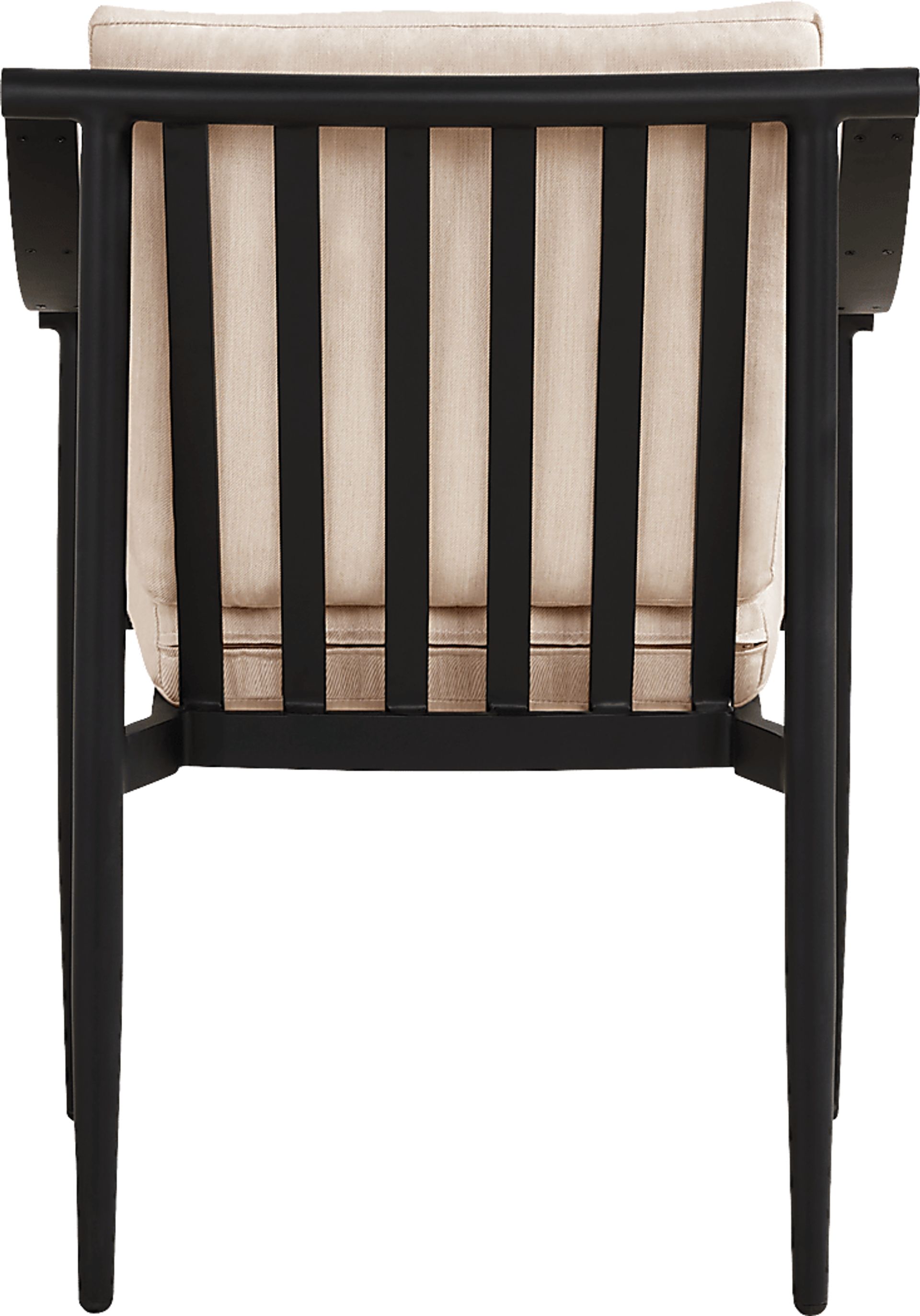 Harlowe Black 5 Pc Outdoor Rectangle Dining Set with Flax Cushions - Image 5