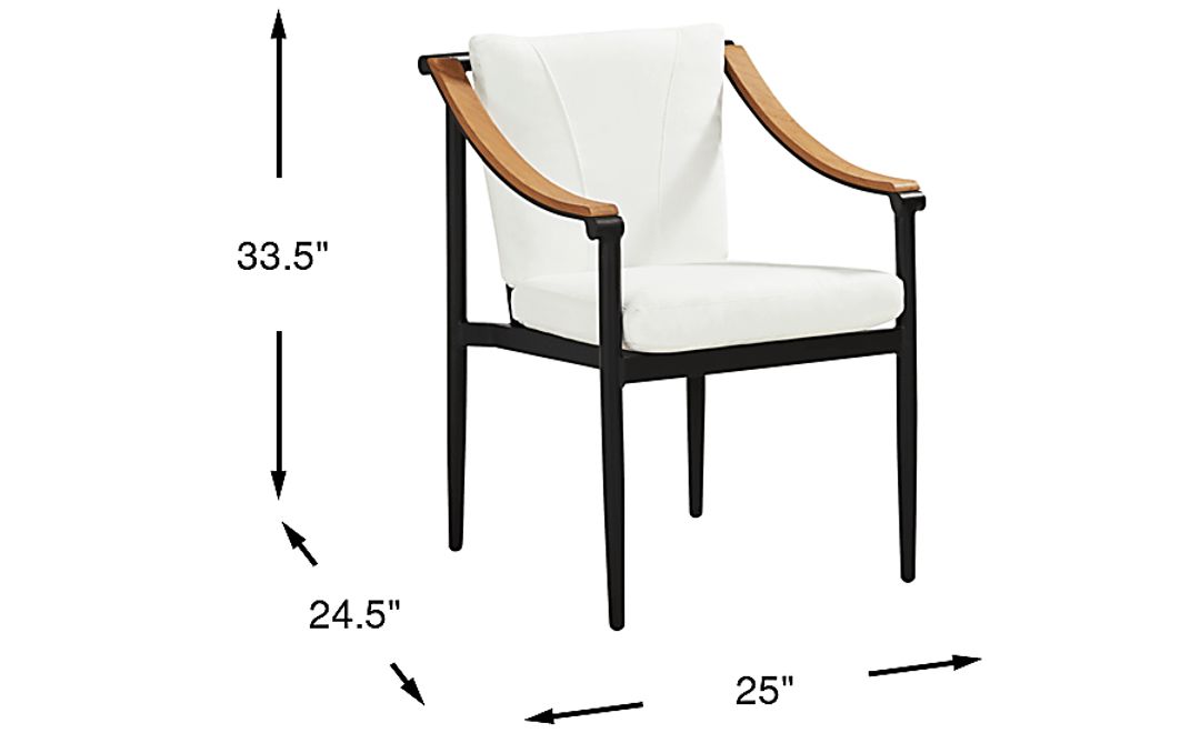 Harlowe Black Outdoor Arm Chair with White Cushions