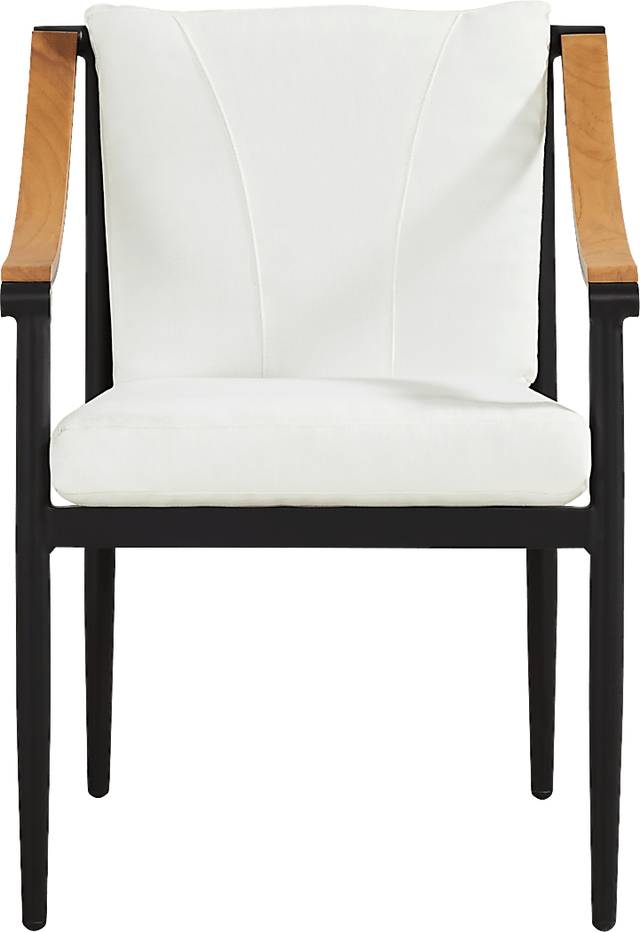 Harlowe Black 5 Pc Outdoor Square Dining Set with White Cushions - Thumbnail - Image 5