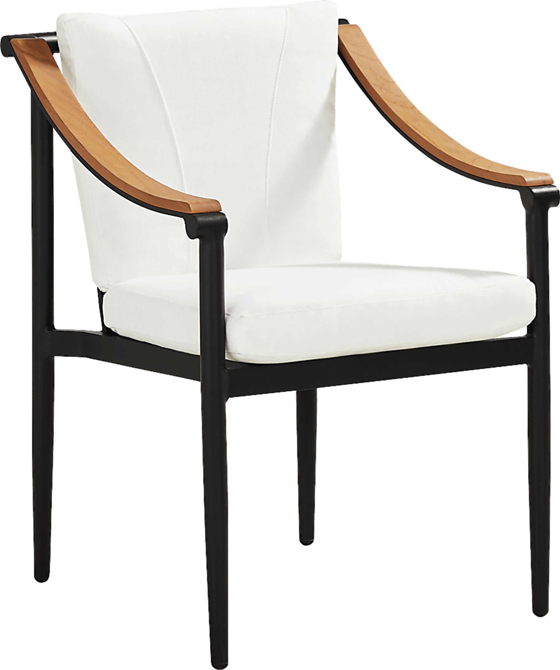 Harlowe Black 5 Pc Outdoor Square Dining Set with White Cushions - Image 4