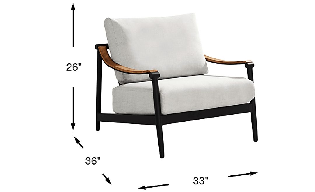 Harlowe Black Outdoor Club Chair with Dove Cushions