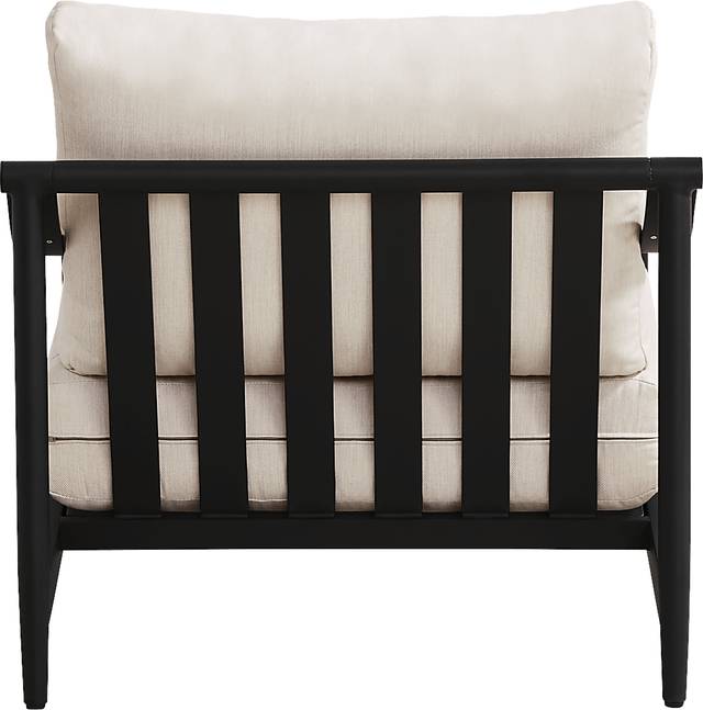 Harlowe Black Outdoor Club Chair with Flax Cushions - Thumbnail - Image 4