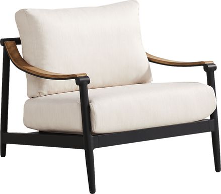 Harlowe Black Outdoor Club Chair with Flax Cushions