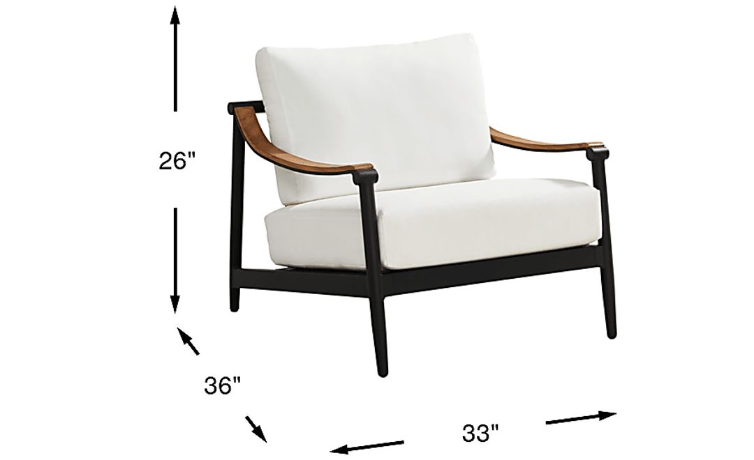 Harlowe Black Outdoor Club Chair with White Cushions