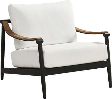 Harlowe Black Outdoor Club Chair with White Cushions
