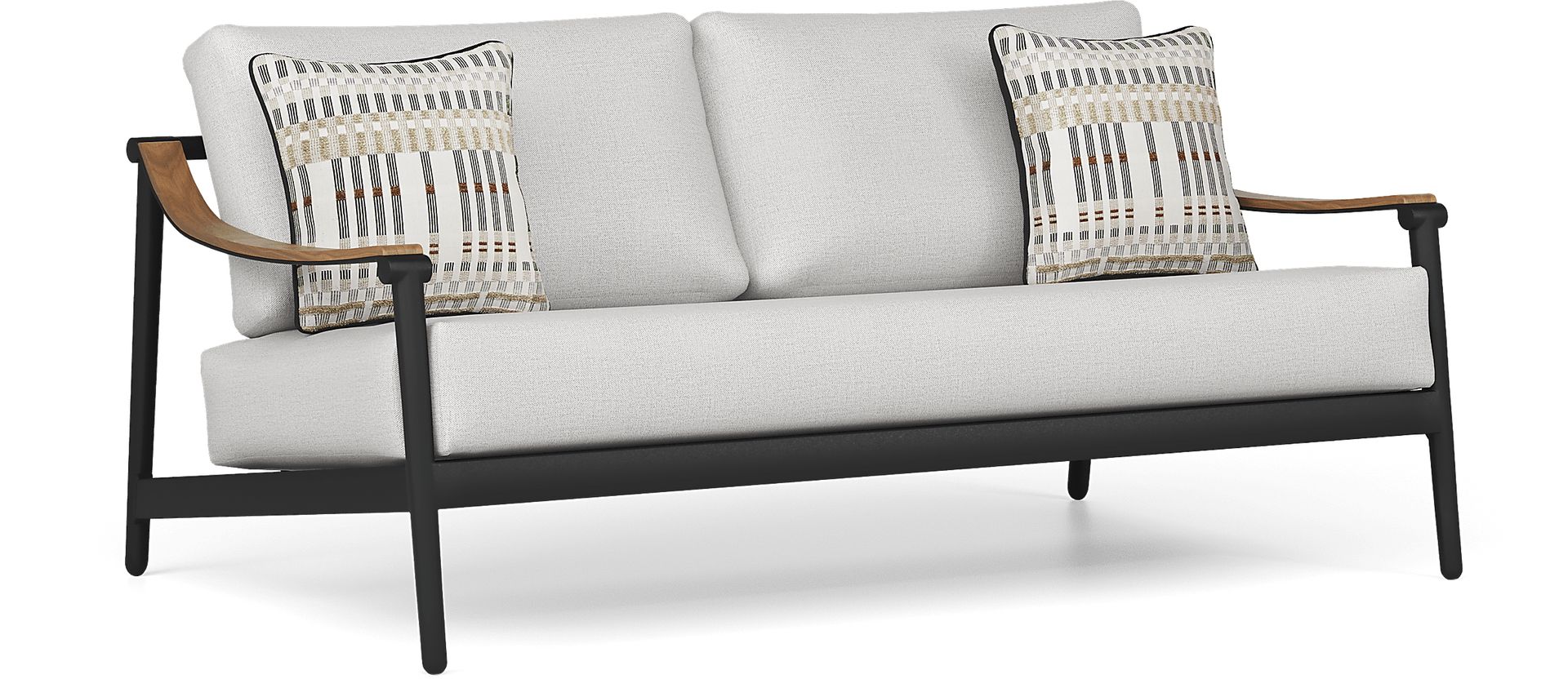 Harlowe Black Outdoor Loveseat with Dove Cushions - Image 2