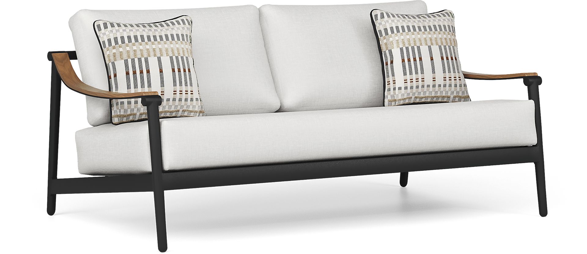 Harlowe Black Outdoor Loveseat with White Cushions - Image 2