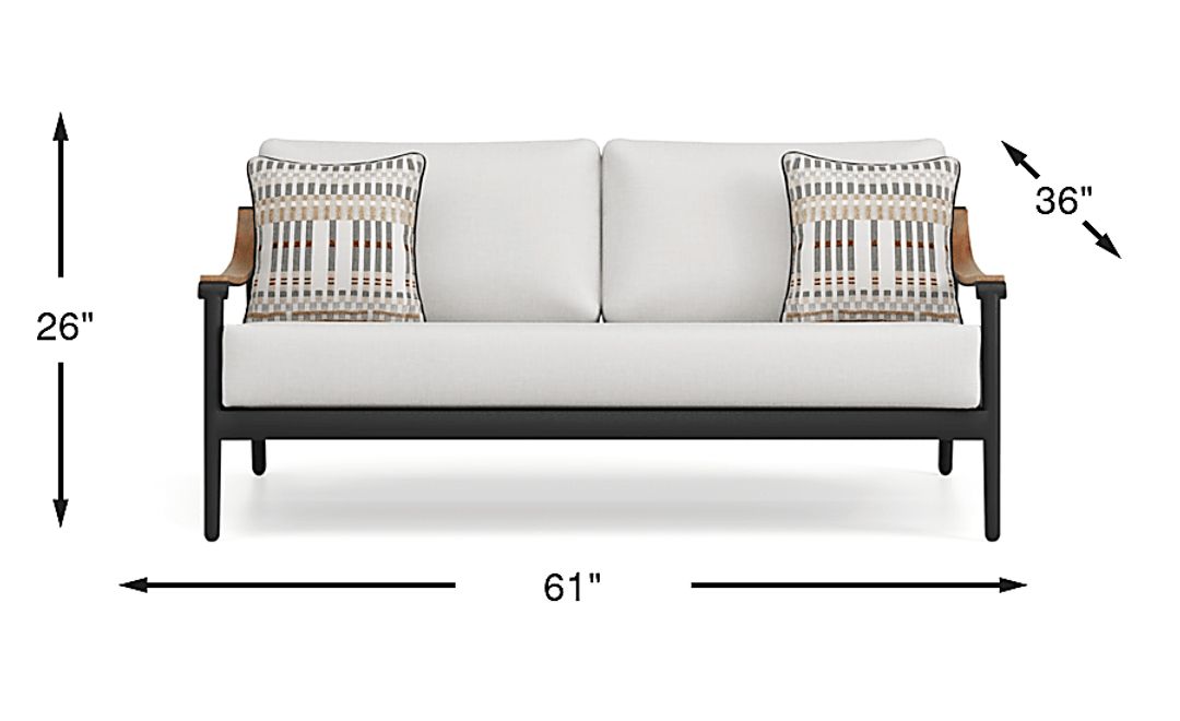 Harlowe Black Outdoor Loveseat with White Cushions