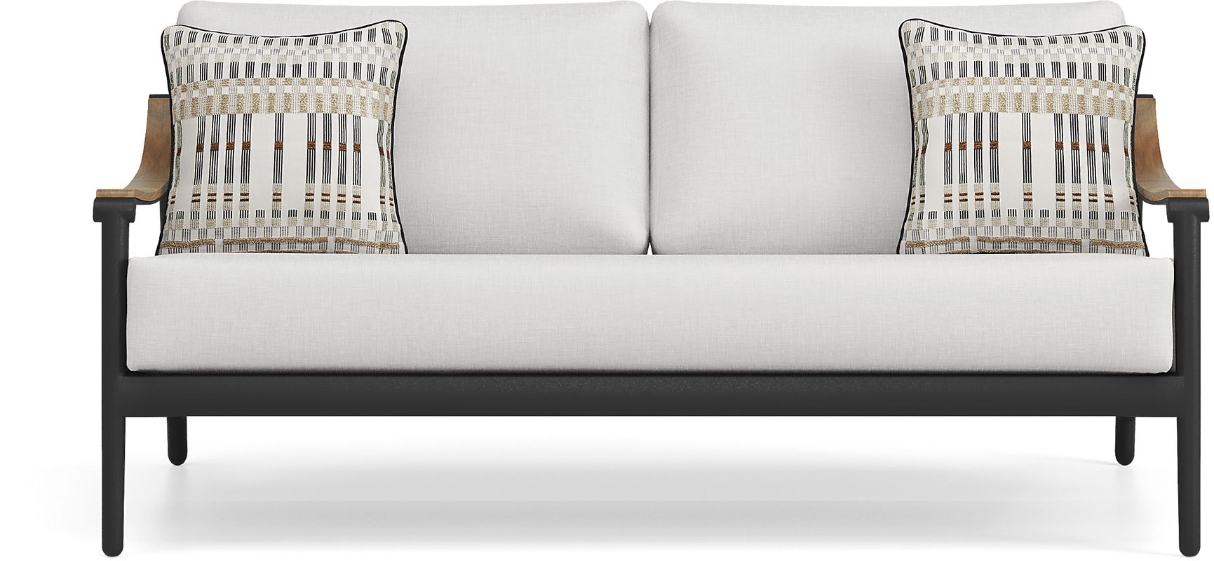 Harlowe Black Outdoor Loveseat with White Cushions