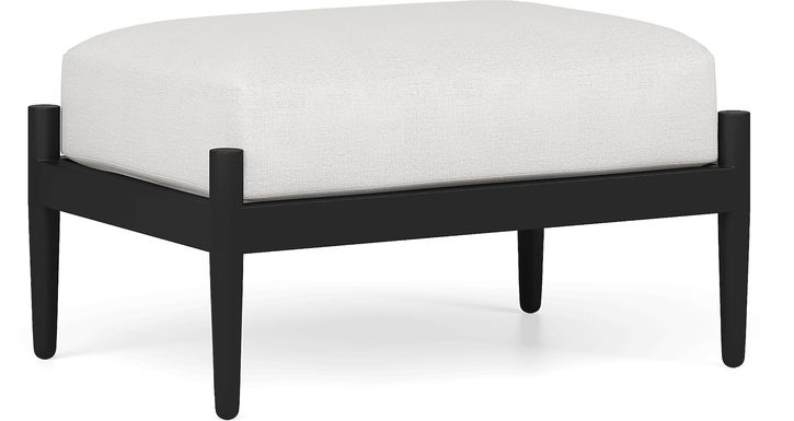 Harlowe Black Outdoor Ottoman with Dove Cushion