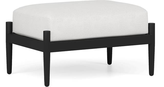 Harlowe Black Outdoor Ottoman with Dove Cushion - Thumbnail - Image 1