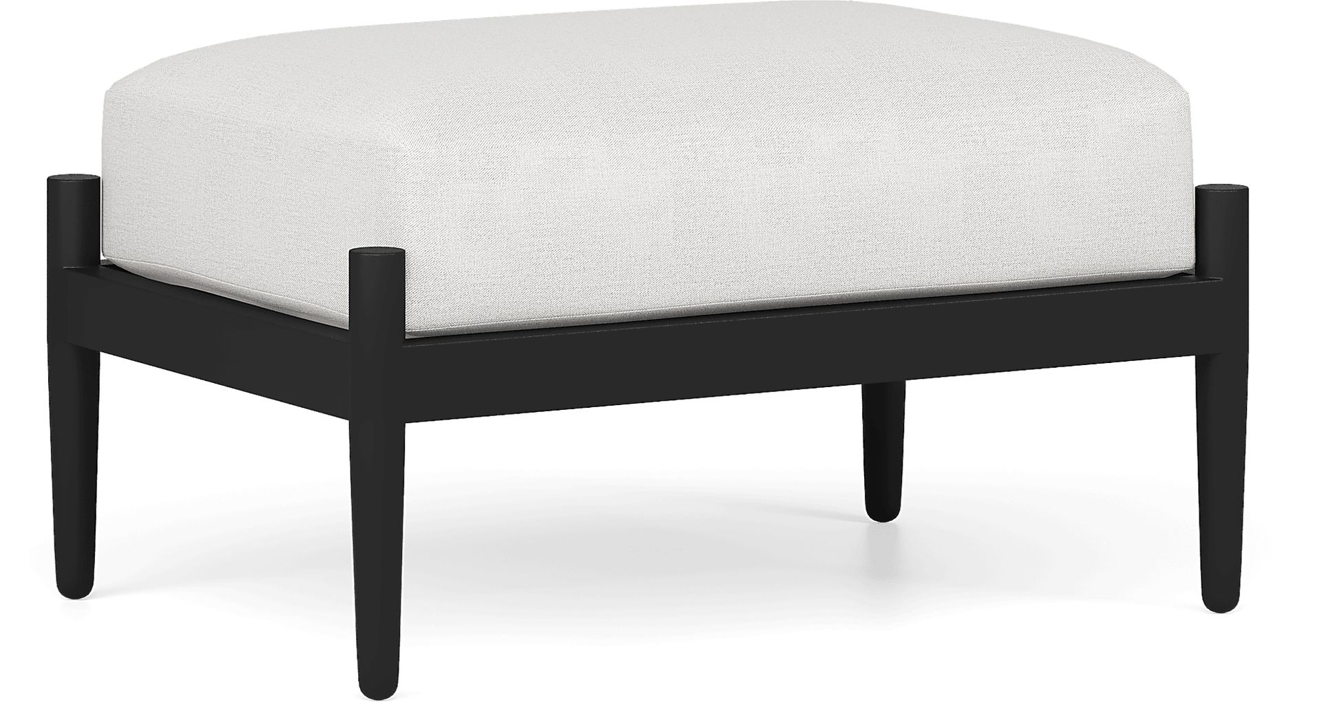 Harlowe Black Outdoor Ottoman with Dove Cushion - Image 1
